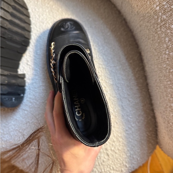 CHANEL Black Quilted Combat Boots - Picture 5 of 5